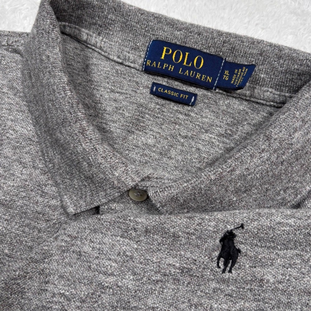 Polo Ralph Lauren Polo Shirt Men XL Gray Heathered Short Sleeve PONY LOGO Preppy